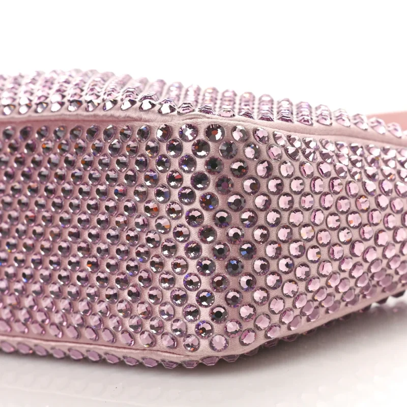 PRADA MINI RE-EDITION 2000 BAG ALABASTRO SATIN & CRYSTAL SILVER HARDWARE - Image 5