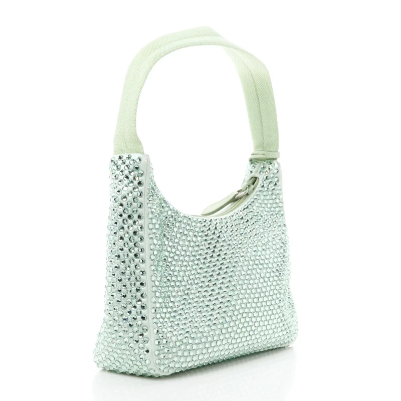 PRADA MINI RE-EDITION 2000 BAG ACQUA SATIN & CRYSTAL - Image 3