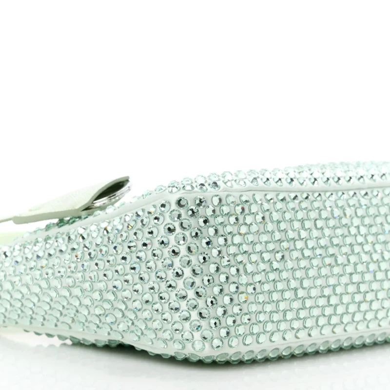 PRADA MINI RE-EDITION 2000 BAG ACQUA SATIN & CRYSTAL - Image 4