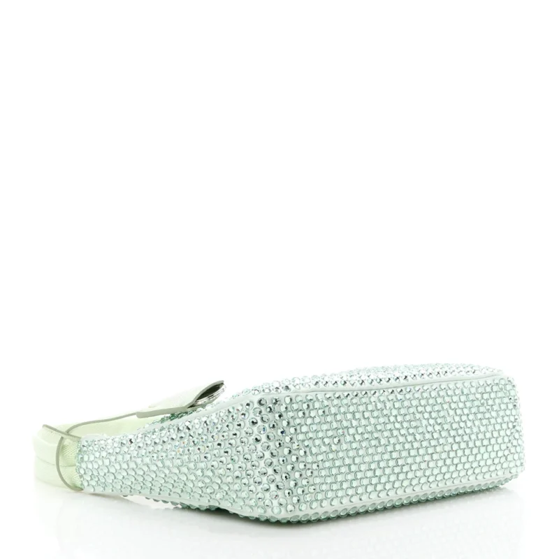 PRADA MINI RE-EDITION 2000 BAG ACQUA SATIN & CRYSTAL - Image 6