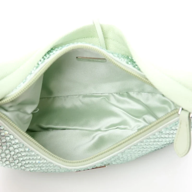 PRADA MINI RE-EDITION 2000 BAG ACQUA SATIN & CRYSTAL - Image 7