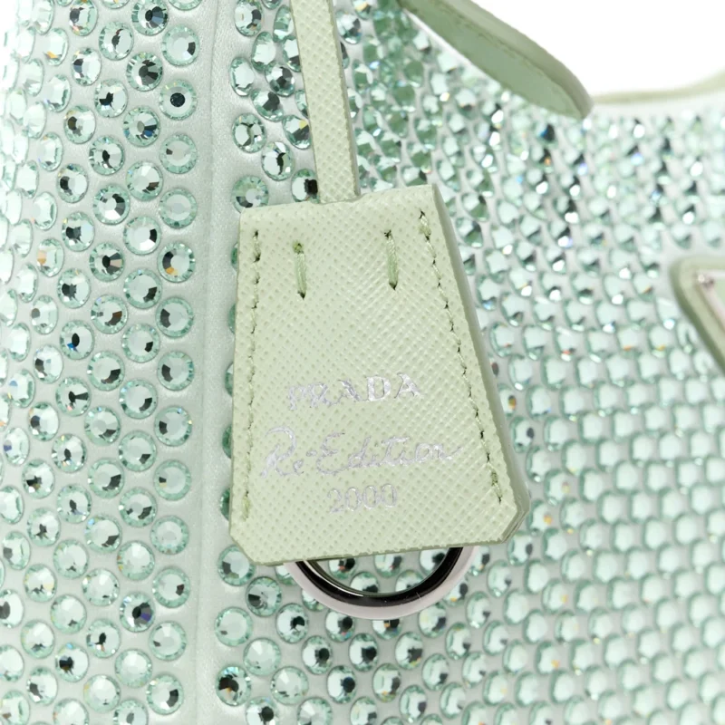 PRADA MINI RE-EDITION 2000 BAG ACQUA SATIN & CRYSTAL - Image 8