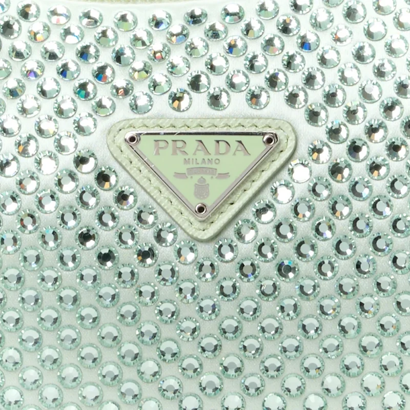 PRADA MINI RE-EDITION 2000 BAG ACQUA SATIN & CRYSTAL - Image 9