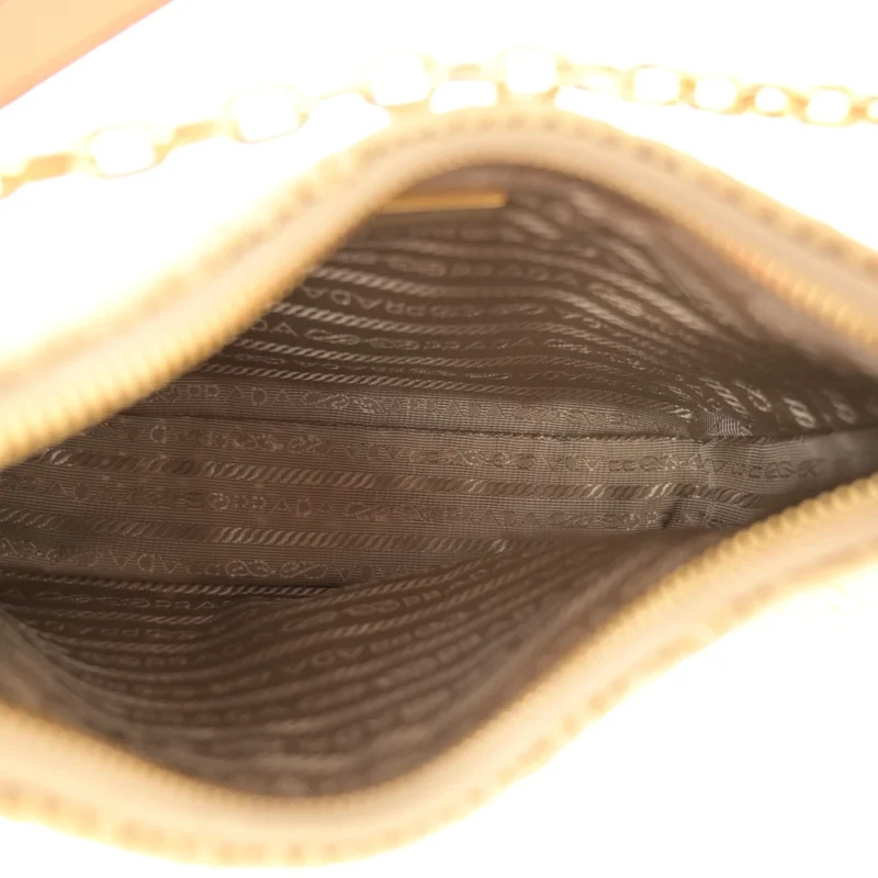 PRADA MINI EFFECT CROCHET RE-EDITION 2000 SHOULDER BAG NATURALE YARN RAFFIA GOLD HARDWARE - Image 7