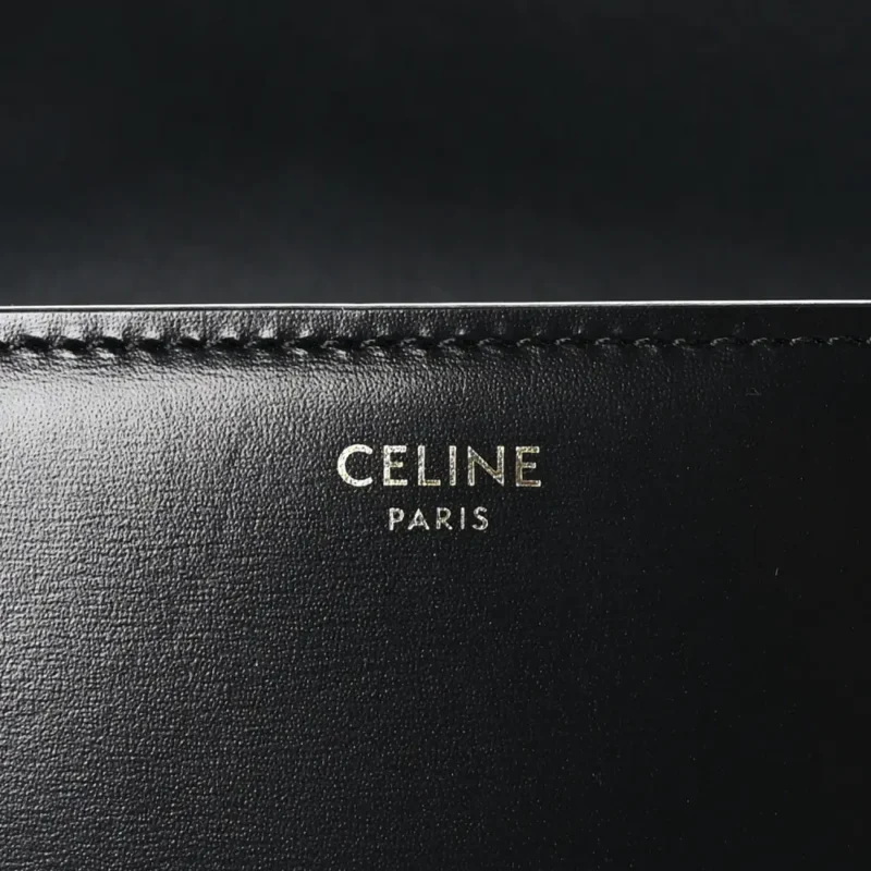 CELINE SMALL TRIOMPHE BAG BLACK SHINY CALFSKIN LEATHER GOLD HARDWARE - Image 6