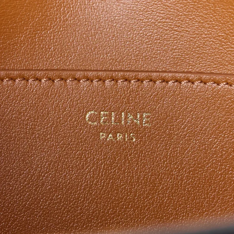 CELINE SMALL TABOU CLUTCH ON STRAP TAN TRIOMPHE CANVAS & CALFSKIN LEATHER GOLD HARDWARE - Image 2