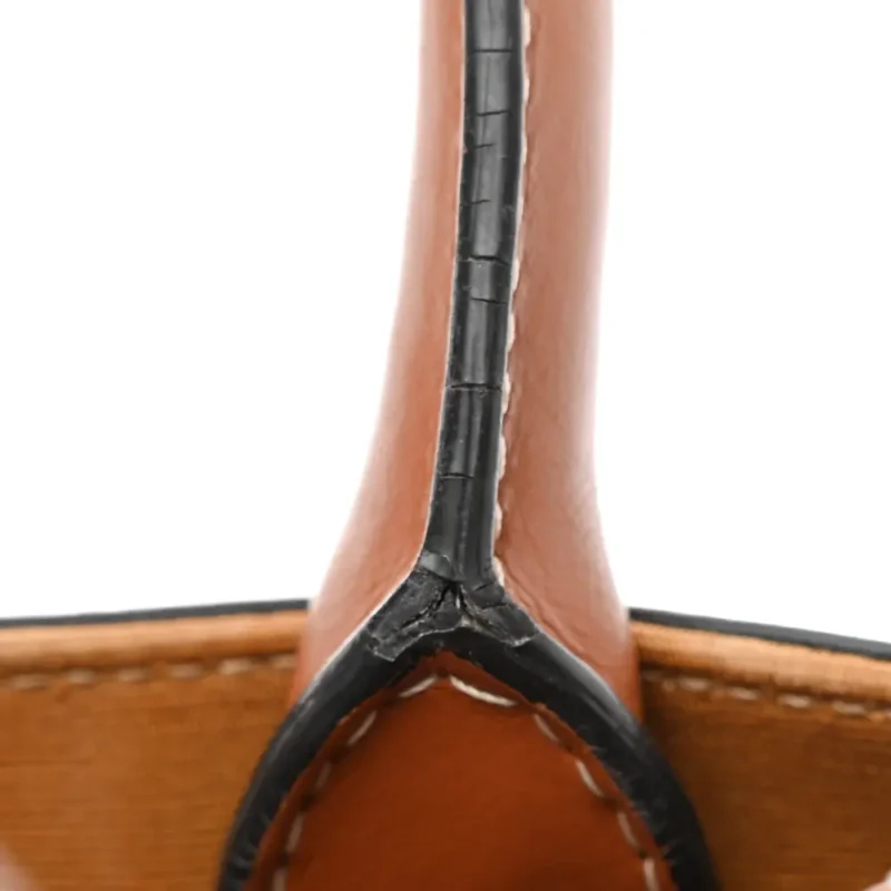 CELINE MINI VERTICAL CABAS TAN TRIOMPHE CANVAS & CALFSKIN LEATHER GOLD HARDWARE - Image 7