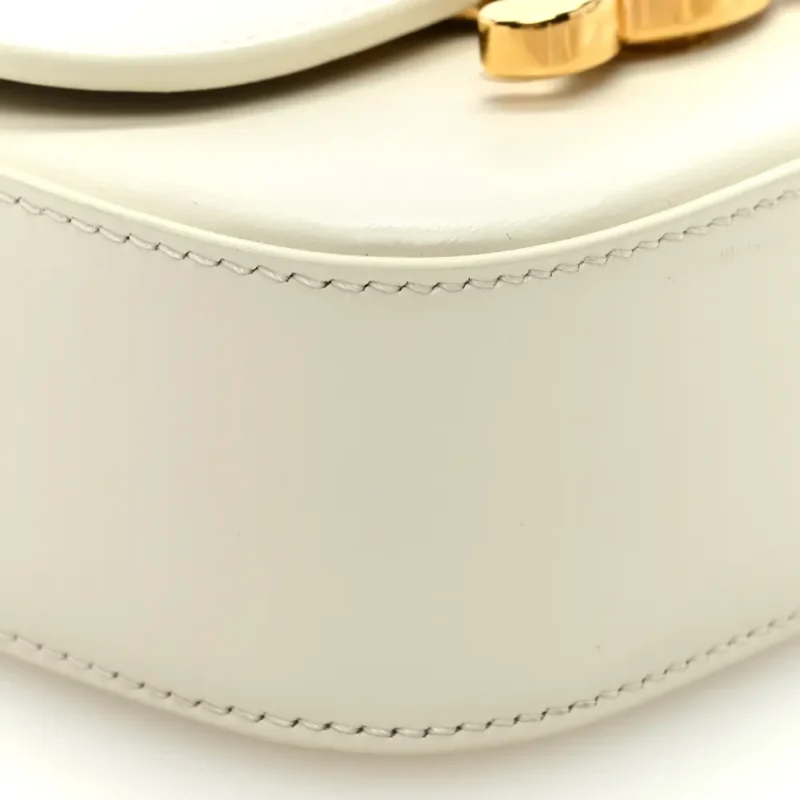 CELINE MINI TRIOMPHE BAG WHITE SHINY CALFSKIN LEATHER GOLD HARDWARE - Image 4