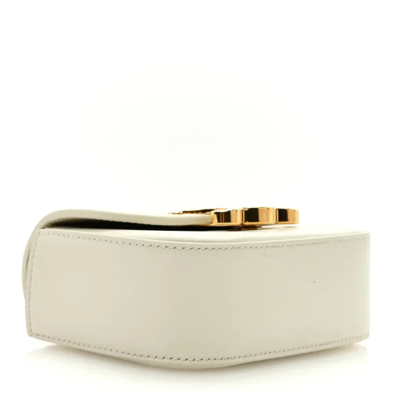 CELINE MINI TRIOMPHE BAG WHITE SHINY CALFSKIN LEATHER GOLD HARDWARE - Image 6