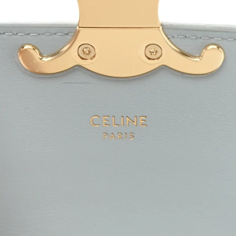 CELINE MINI TRIOMPHE BAG SOFT BLUE SHINY CALFSKIN LEATHER GOLD HARDWARE - Image 2