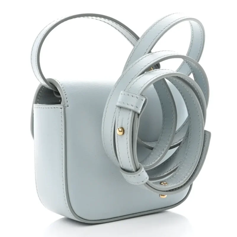 CELINE MINI TRIOMPHE BAG SOFT BLUE SHINY CALFSKIN LEATHER GOLD HARDWARE - Image 3