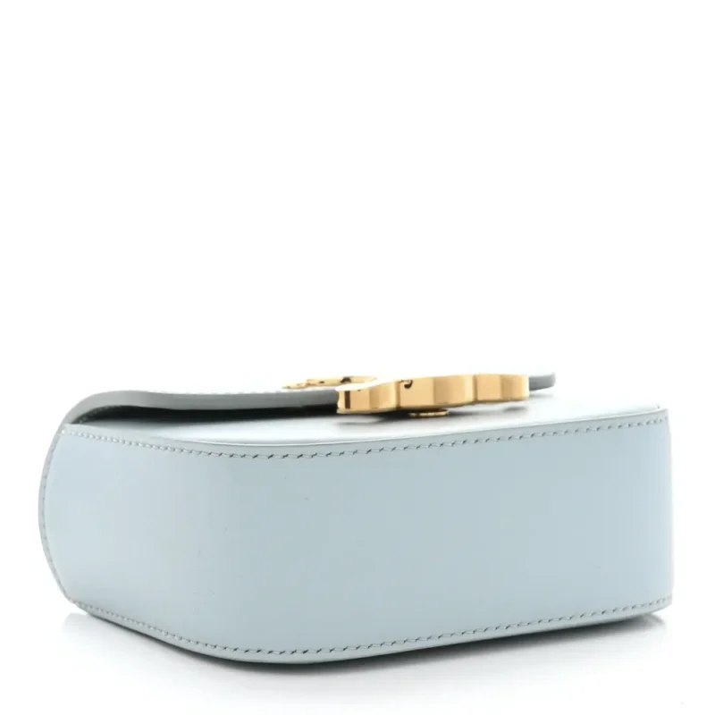 CELINE MINI TRIOMPHE BAG SOFT BLUE SHINY CALFSKIN LEATHER GOLD HARDWARE - Image 6