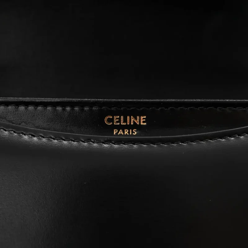 CELINE MINI BESACE CLEA TRIOMPHE BAG BLACK SHINY CALFSKIN LEATHER GOLD HARDWARE - Image 2
