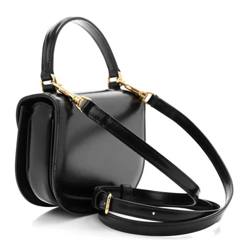 CELINE MINI BESACE CLEA TRIOMPHE BAG BLACK SHINY CALFSKIN LEATHER GOLD HARDWARE - Image 3