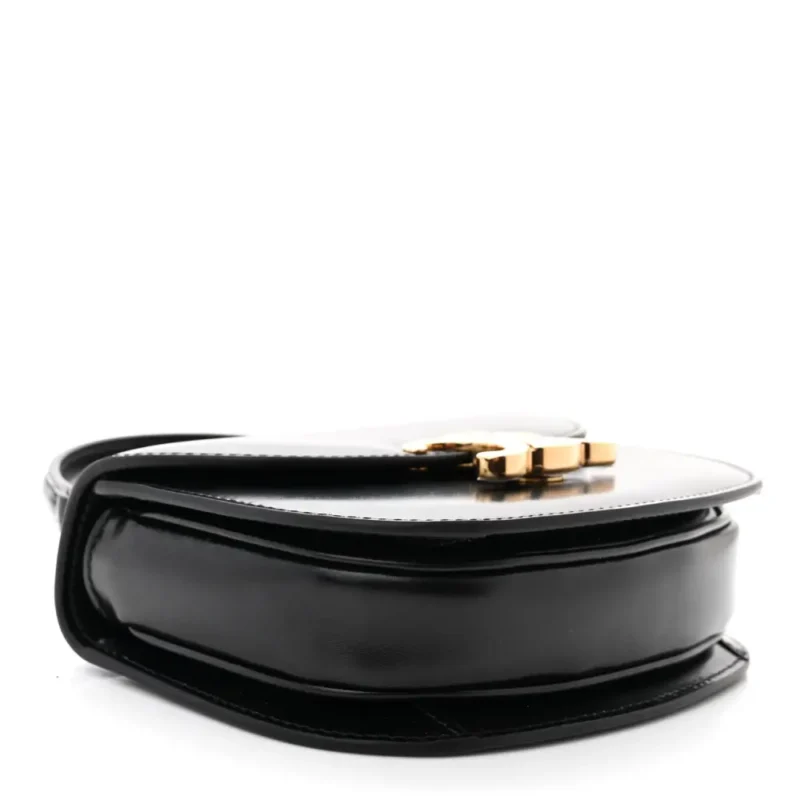 CELINE MINI BESACE CLEA TRIOMPHE BAG BLACK SHINY CALFSKIN LEATHER GOLD HARDWARE - Image 6