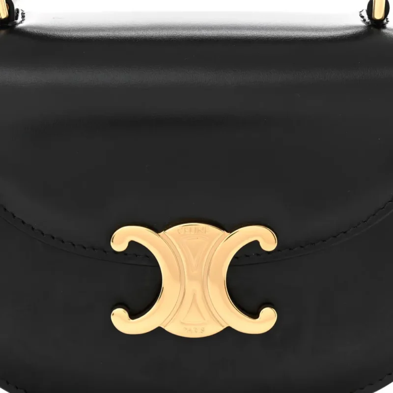 CELINE MINI BESACE CLEA TRIOMPHE BAG BLACK SHINY CALFSKIN LEATHER GOLD HARDWARE - Image 8