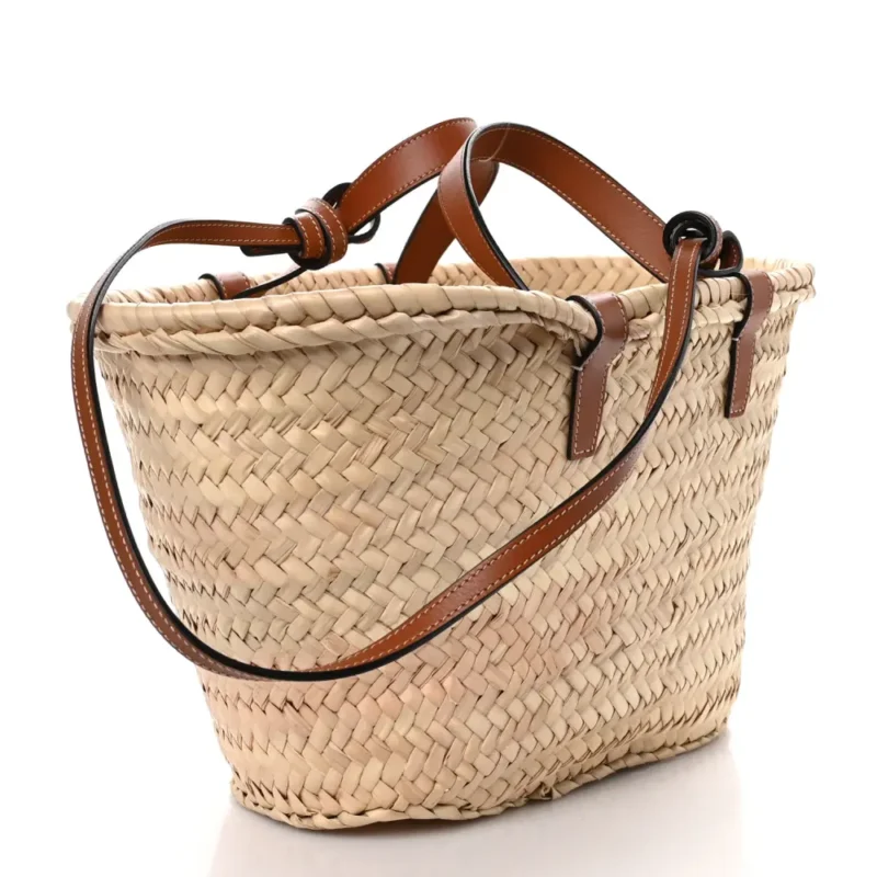 CELINE MEDIUM TRIOMPHE TEEN PANIER TAN PALM LEAF & CALFSKIN LEATHER GOLD HARDWARE - Image 3