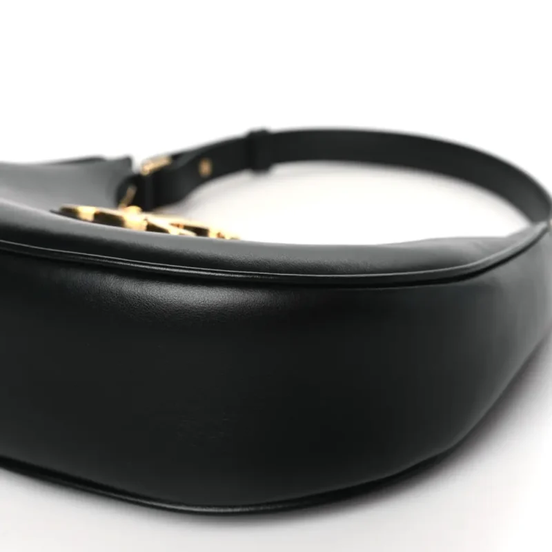 CELINE MEDIUM STRAP AVA TRIOMPHE SHOULDER BAG BLACK SMOOTH CALFSKIN LEATHER GOLD HARDWARE - Image 4
