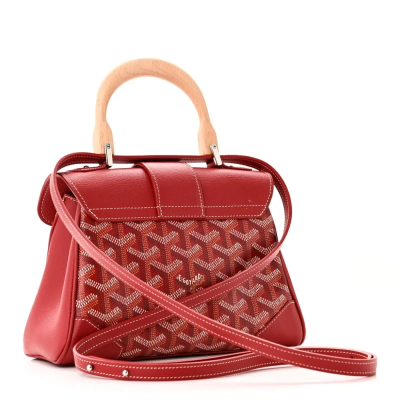 GOYARD SAIGON MINI BAG RED GOYARDINE CANVAS SILVER HARDWARE - Image 2
