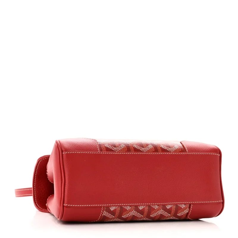GOYARD SAIGON MINI BAG RED GOYARDINE CANVAS SILVER HARDWARE - Image 3