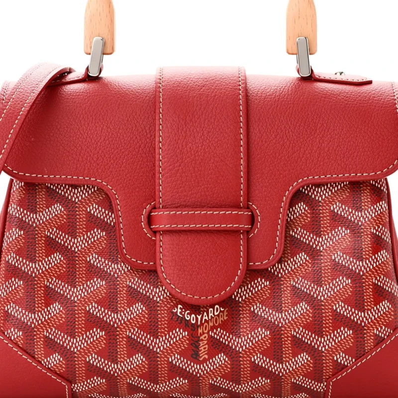 GOYARD SAIGON MINI BAG RED GOYARDINE CANVAS SILVER HARDWARE - Image 6