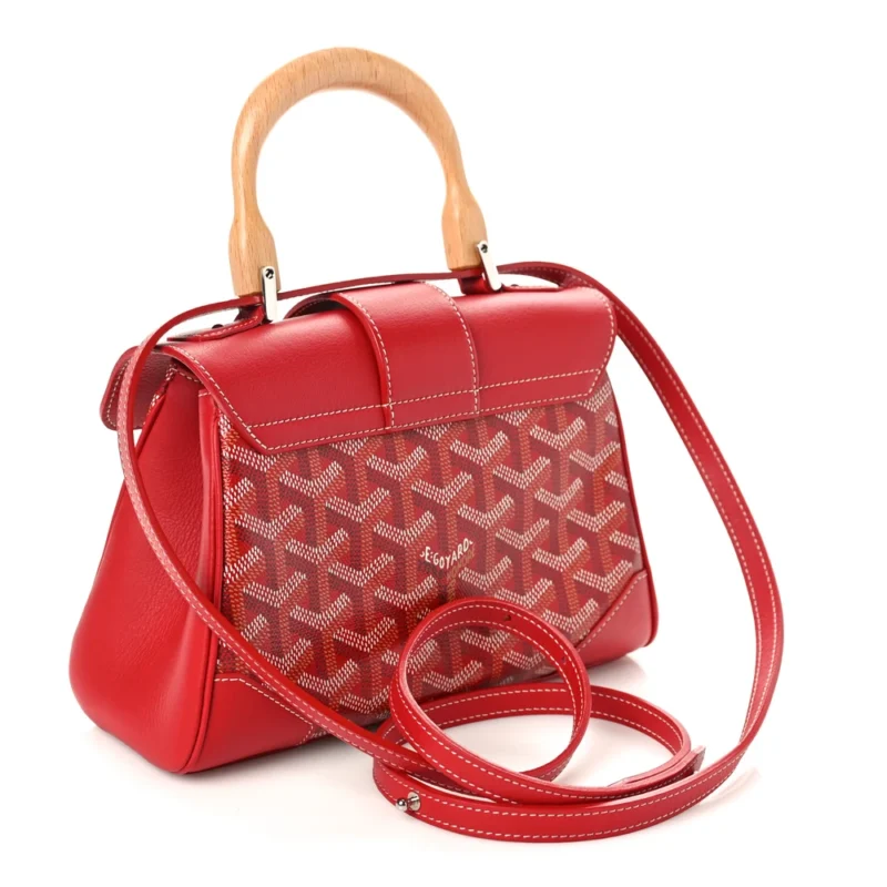 GOYARD MINI SAIGON TRUNK BAG RED GOYARDINE CANVAS SILVER HARDWARE - Image 3