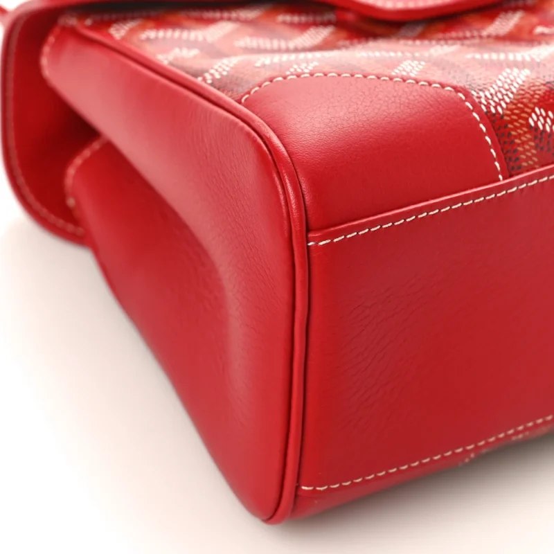 GOYARD MINI SAIGON TRUNK BAG RED GOYARDINE CANVAS SILVER HARDWARE - Image 4