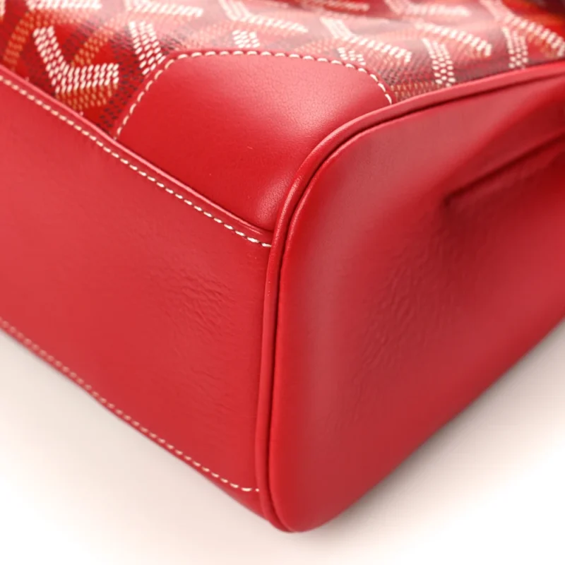 GOYARD MINI SAIGON TRUNK BAG RED GOYARDINE CANVAS SILVER HARDWARE - Image 5