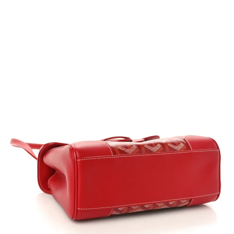 GOYARD MINI SAIGON TRUNK BAG RED GOYARDINE CANVAS SILVER HARDWARE - Image 6