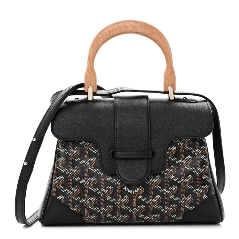 GOYARD MINI SAIGON BLACK GOYARDINE CANVAS SILVER HARDWARE