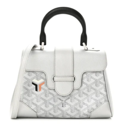 GOYARD MINI SAIGON BAG PRECIOUS METALS GOYARDINE CANVAS SILVER HARDWARE