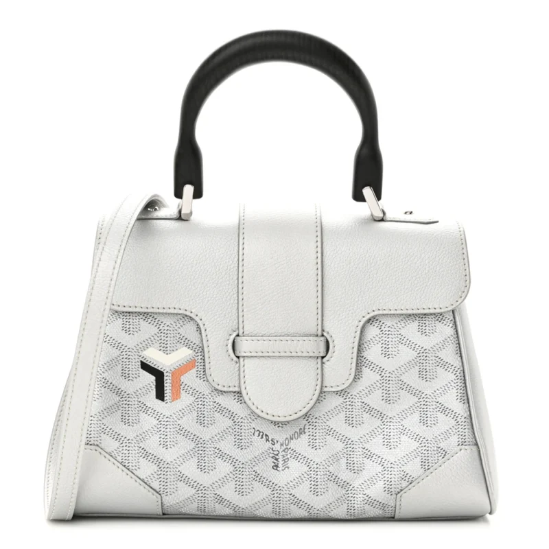 GOYARD MINI SAIGON BAG PRECIOUS METALS GOYARDINE CANVAS SILVER HARDWARE