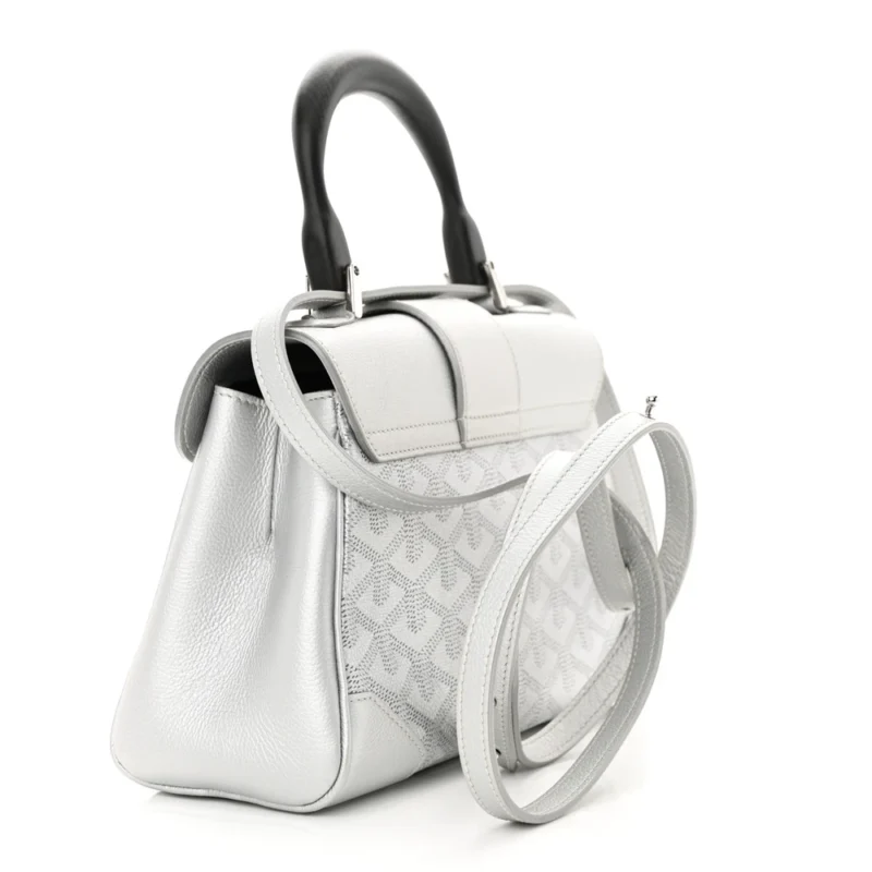 GOYARD MINI SAIGON BAG PRECIOUS METALS GOYARDINE CANVAS SILVER HARDWARE - Image 2
