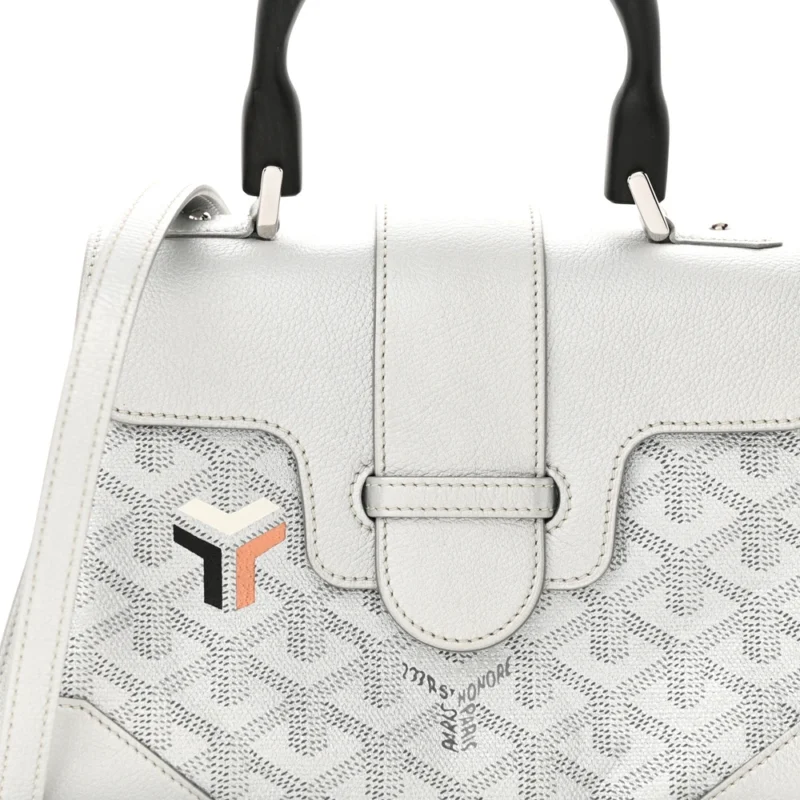 GOYARD MINI SAIGON BAG PRECIOUS METALS GOYARDINE CANVAS SILVER HARDWARE - Image 7