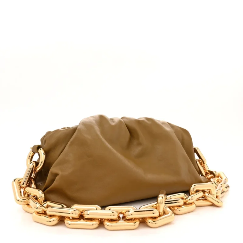 BOTTEGA VENETA MEDIUM INTRECCIATO THE POUCH CHAIN BAG CAMMELLO CALFSKIN LEATHER GOLD HARDWARE - Image 3