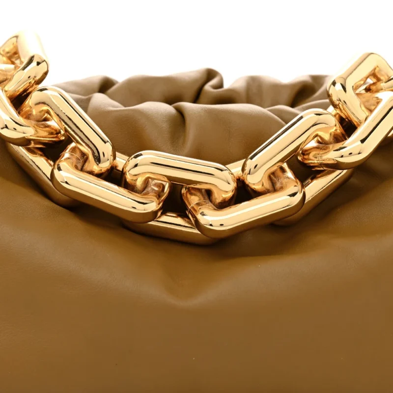 BOTTEGA VENETA MEDIUM INTRECCIATO THE POUCH CHAIN BAG CAMMELLO CALFSKIN LEATHER GOLD HARDWARE - Image 8