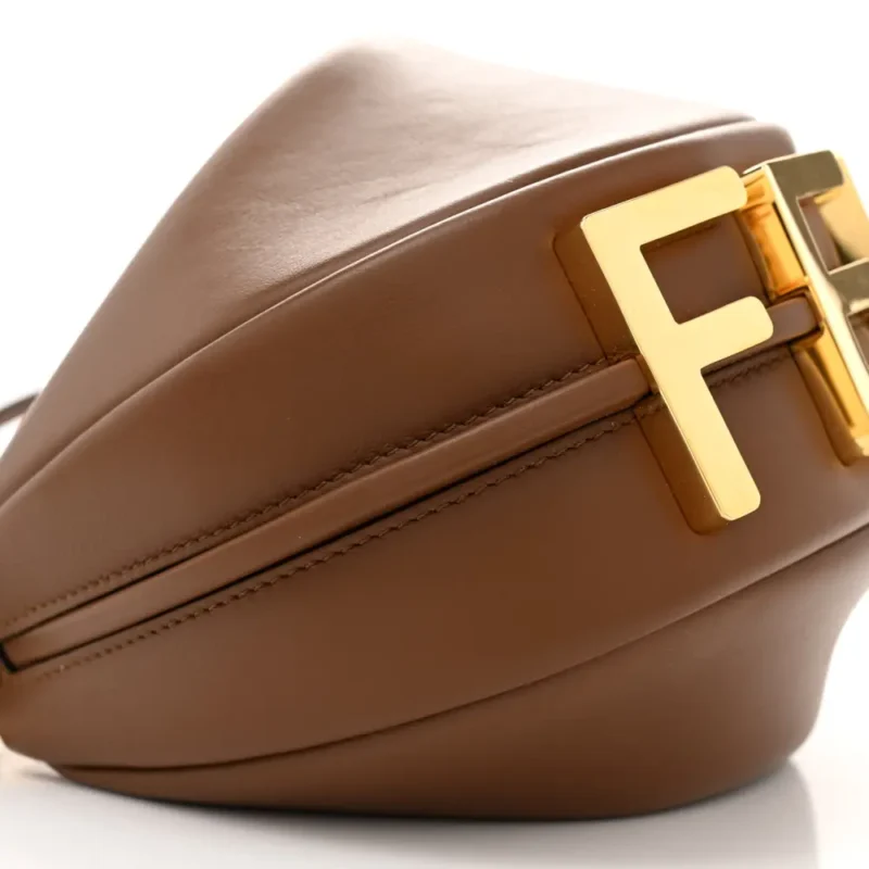 FENDI MINI FENDIGRAPHY HOBO BAG BRANDY MATTE GRACE VITELLO LEATHER GOLD HARDWARE - Image 4