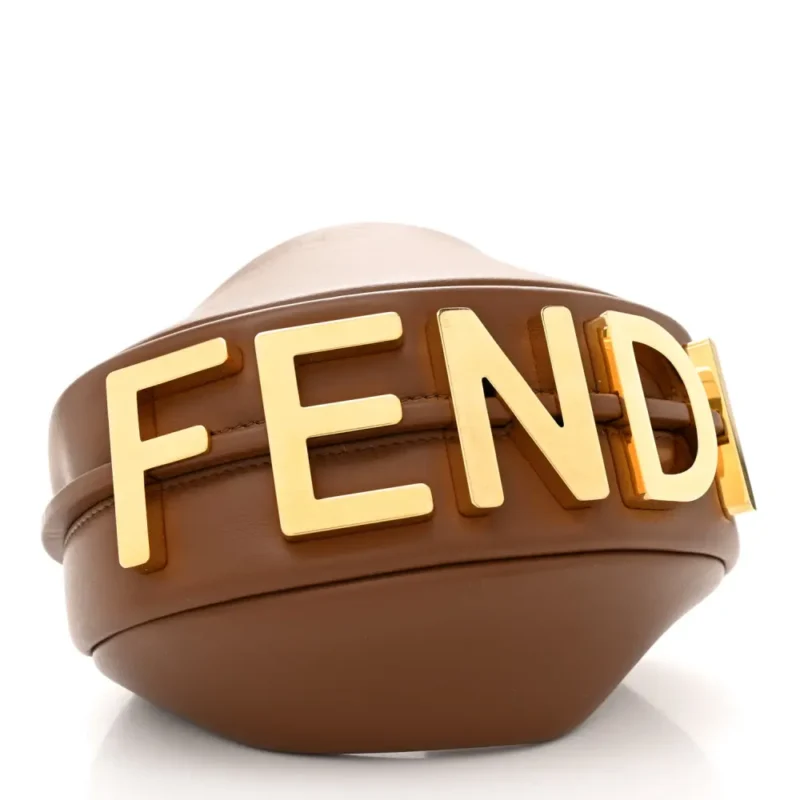 FENDI MINI FENDIGRAPHY HOBO BAG BRANDY MATTE GRACE VITELLO LEATHER GOLD HARDWARE - Image 6