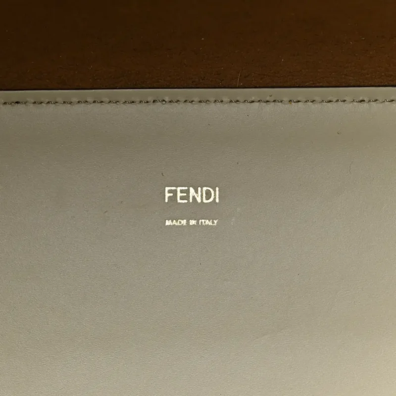 FENDI MEDIUM LOGO EMBOSSED SUNSHINE SHOPPER TOTE GREEN TEA KING VITELLO LEATHER & PLEXIGLASS GOLD HARDWARE - Image 2