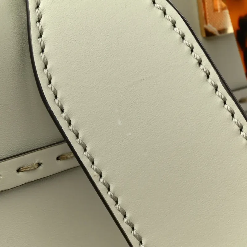 FENDI MEDIUM LOGO EMBOSSED SUNSHINE SHOPPER TOTE GREEN TEA KING VITELLO LEATHER & PLEXIGLASS GOLD HARDWARE - Image 8
