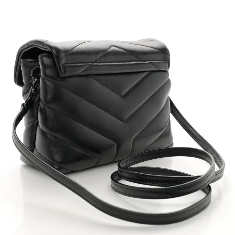 SAINT LAURENT MINI LOULOU CROSSBODY BAG BLACK Y-QUILTED MONOCHROME MONOGRAM CALFSKIN LEATHER BLACK HARDWARE - Image 3