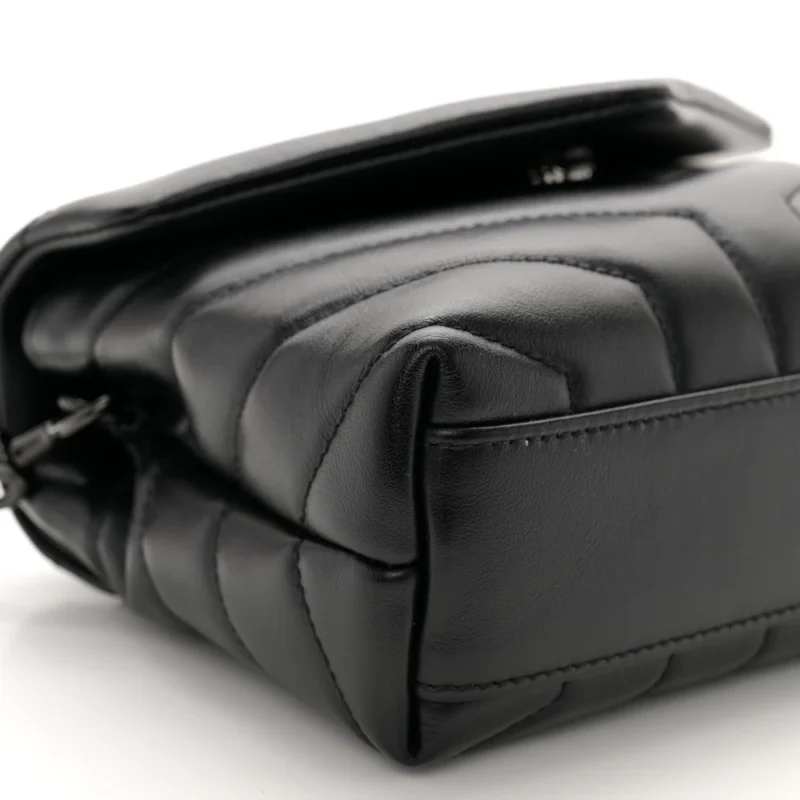 SAINT LAURENT MINI LOULOU CROSSBODY BAG BLACK Y-QUILTED MONOCHROME MONOGRAM CALFSKIN LEATHER BLACK HARDWARE - Image 4