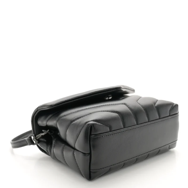 SAINT LAURENT MINI LOULOU CROSSBODY BAG BLACK Y-QUILTED MONOCHROME MONOGRAM CALFSKIN LEATHER BLACK HARDWARE - Image 6
