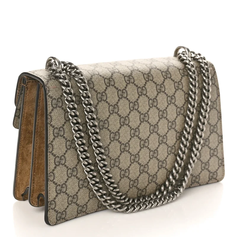 GUCCI SMALL DIONYSUS SHOULDER BAG TAUPE GG SUPREME MONOGRAM CANVAS AGED SILVER HARDWARE - Image 3