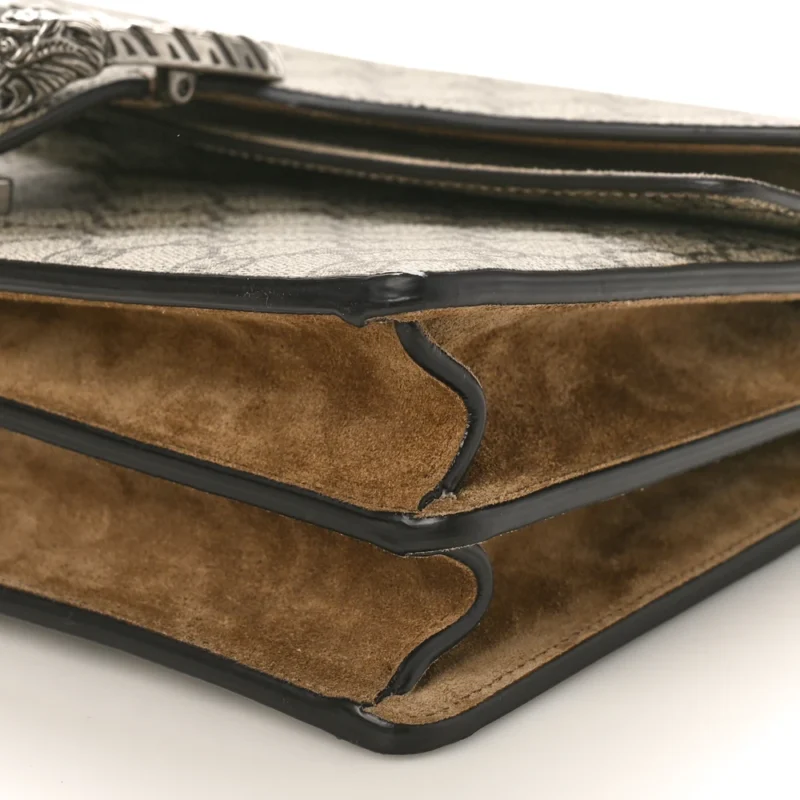 GUCCI SMALL DIONYSUS SHOULDER BAG TAUPE GG SUPREME MONOGRAM CANVAS AGED SILVER HARDWARE - Image 4