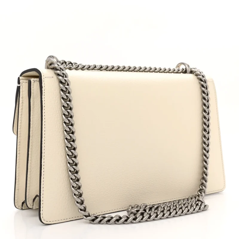GUCCI SMALL DIONYSUS SHOULDER BAG MYSTIC WHITE TEXTURED CALFSKIN LEATHER & CRYSTAL AGED SILVER HARDWARE - Image 3