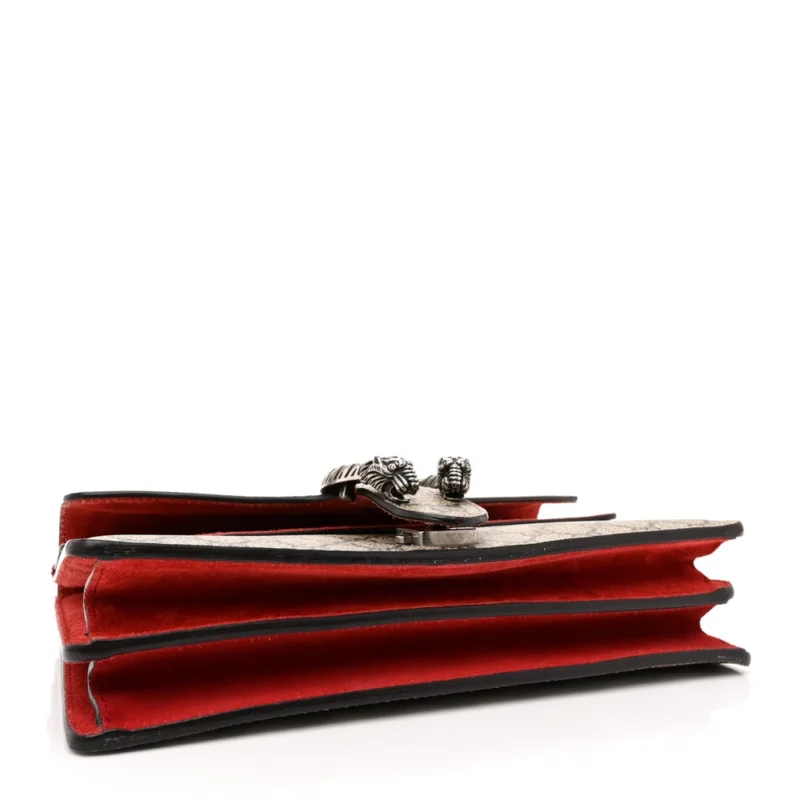 GUCCI SMALL DIONYSUS SHOULDER BAG RED GG SUPREME MONOGRAM COATED CANVAS AGED SILVER HARDWARE - Image 6