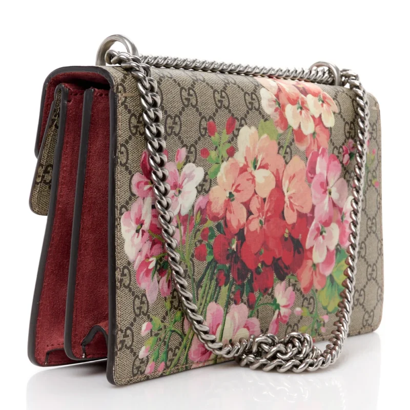 GUCCI SMALL BLOOMS DIONYSUS SHOULDER BAG BEIGE MULTICOLOR / DRY ROSE GG SUPREME MONOGRAM CANVAS AGED SILVER HARDWARE - Image 3