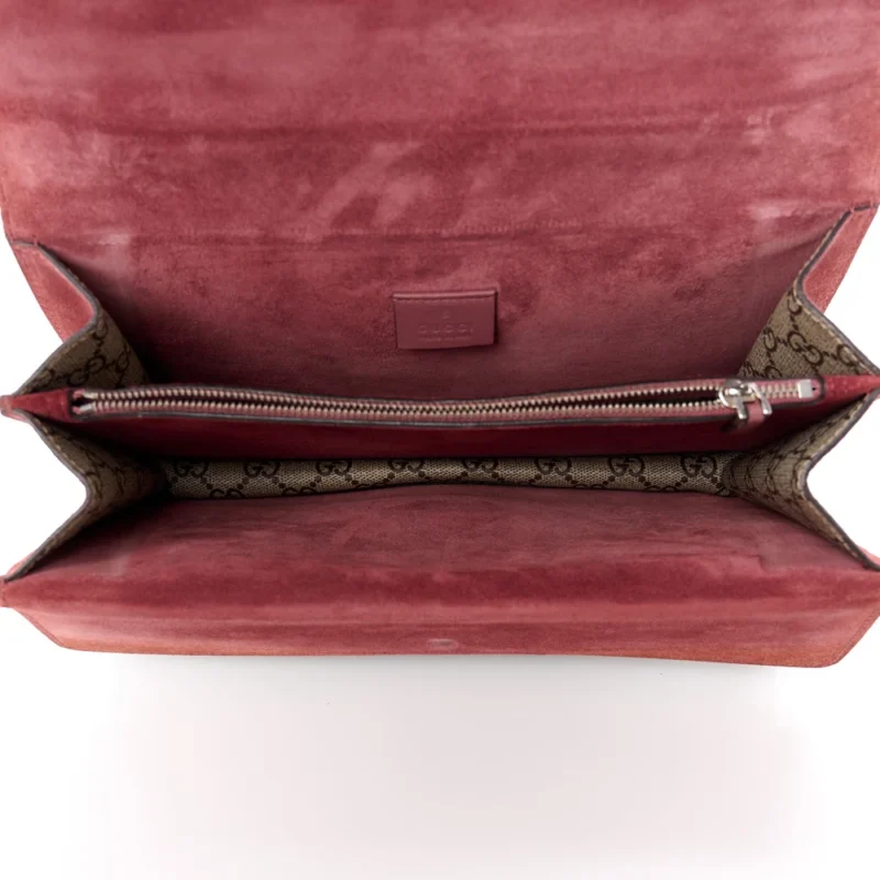 GUCCI SMALL BLOOMS DIONYSUS SHOULDER BAG BEIGE MULTICOLOR / DRY ROSE GG SUPREME MONOGRAM CANVAS AGED SILVER HARDWARE - Image 7
