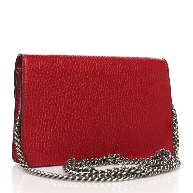 GUCCI MINI SUPER DIONYSUS SHOULDER BAG HIBISCUS RED CALFSKIN LEATHER AGED SILVER HARDWARE - Image 3